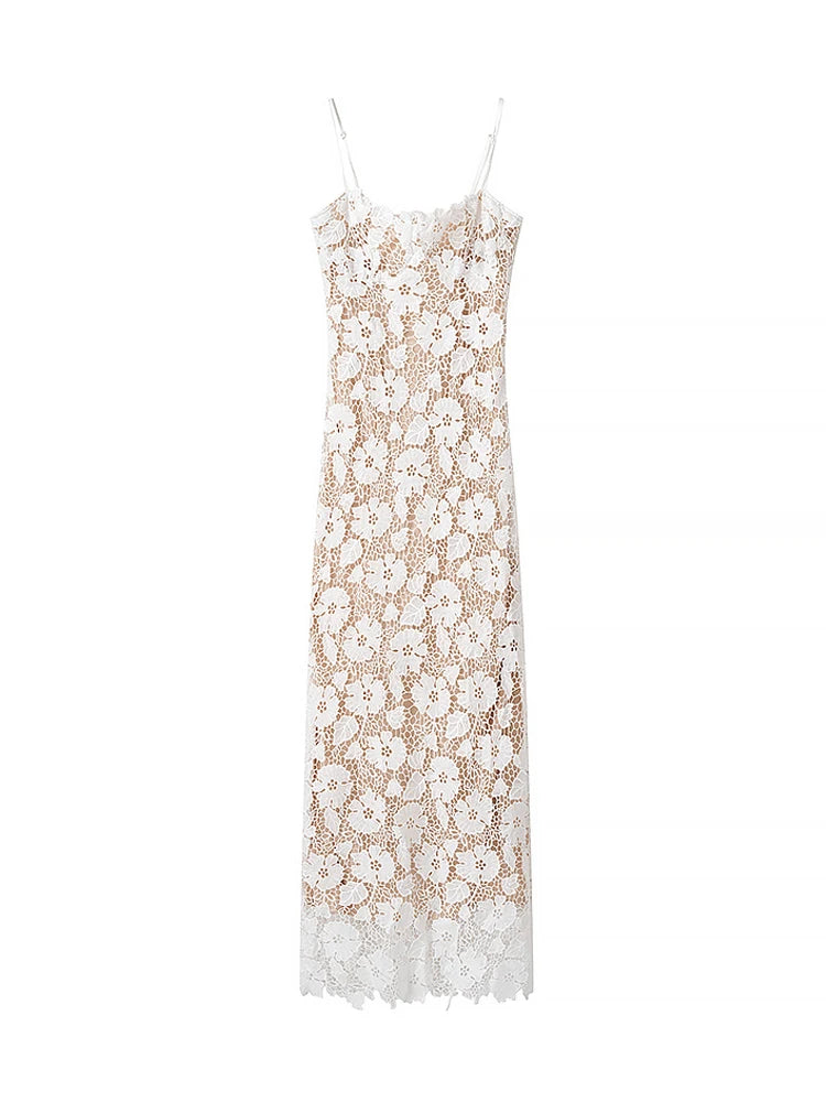 MUJER Lace Slip Long Dress