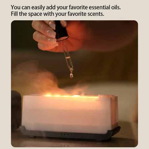 New Simulation Flame Aromatherapy Machine Mini Air Humidifier with LED Colorful Light and Timer