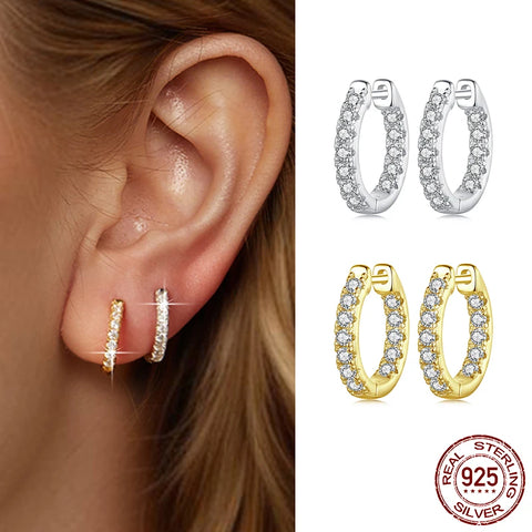 BAMOER Gold Moissanite Hoop Earrings – 925 Sterling Silver D Color Lab Diamond