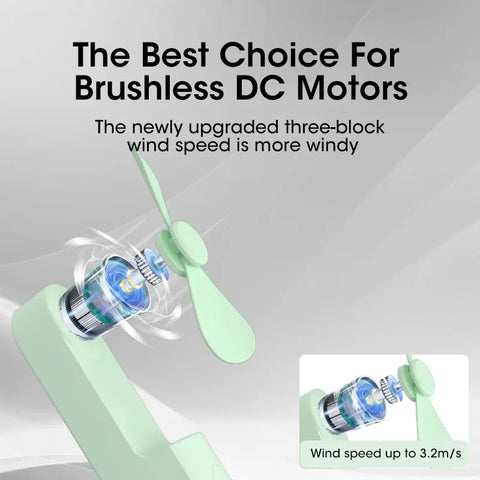 2000mAh Mini Portable Fan - USB Rechargeable, Collapsible Handheld & Desktop Fan for Office and Home