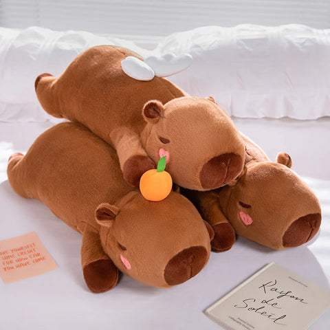 Giant Capybara Plush Toy – Stuffed with Angel Wings & Heart Cheeks, Hug Pillow for Napping & Décor