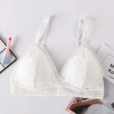 Floral Lace Bralette for Women - Push Up Wireless Lingerie with Removable Pads