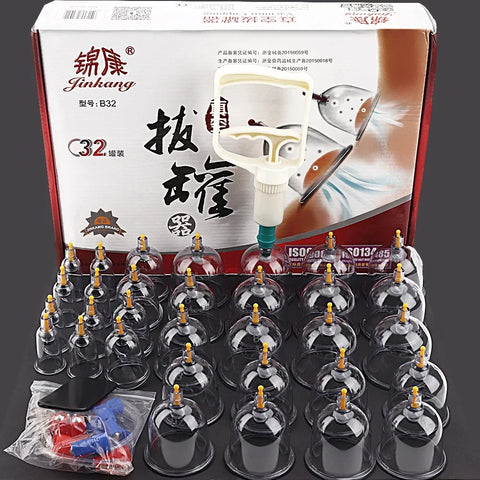 32 Jars Vacuum Cupping Therapy Set – Effective Massage and Physiotherapy Suction Cups for Whole Body Care