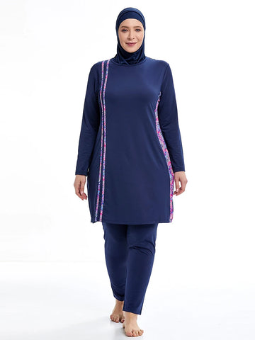 3-teiliges sportliches, dezentes Burkini-Schwimmset (ohne integrierten BH)