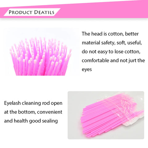 AILEISHI 100PCS Eyelash Extension Cleaning Swabs
