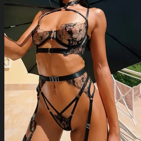 Sexy Lingerie Set 2024 - Halter Bra Push Up Erotic Costume