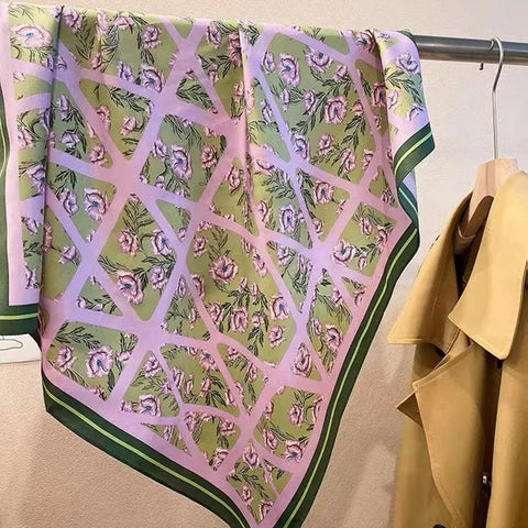2025 Luxury Silk Skinny Scarf with Cat Print