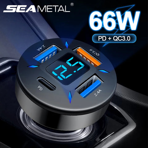 66W Quick Charge Car Phone Charger with 4 USB Ports