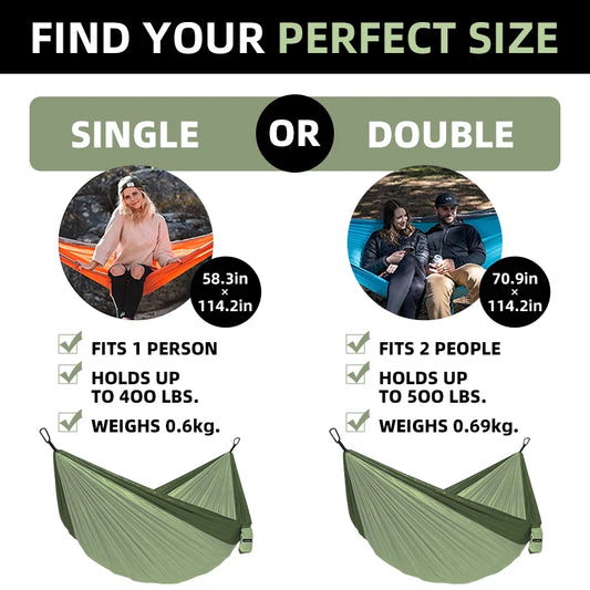 Portable Outdoor Camping Hammock - Single & Double Options for Travel and Relaxation