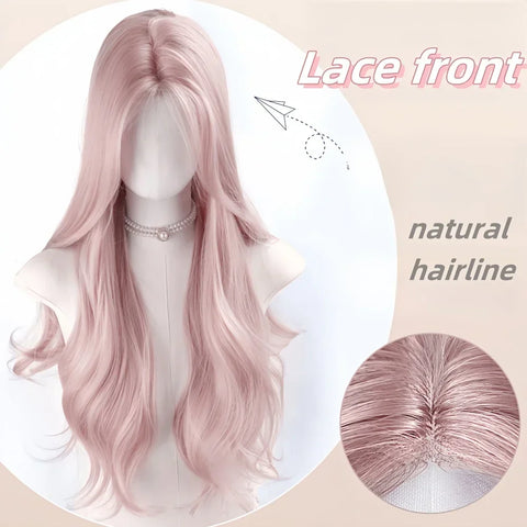 Pink Wavy Cosplay Wig for Women