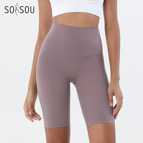 SOISOU Nylon dames sportshorts met hoge taille - ademend en comfortabel