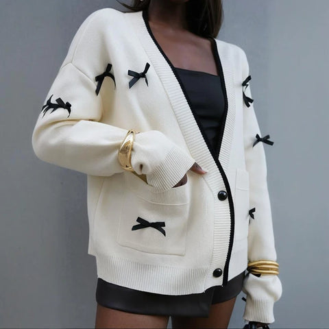 TARUXY Strikgebreide Cardigan voor Dames - Gezellige V-hals Losse Trui Jas voor Herfst &amp; Winter Mode