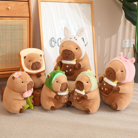 Lotus Leaf Capybara Plush Toy – Oyster, Bee & Cosplay Animal Designs with Backpack Accessories