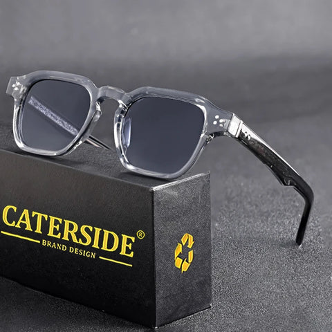 CATERSIDE Klassieke vierkante zonnebril – Core-Insert Temple Luxe UV400 Unisex zonnebril voor reizen, strand en festivals