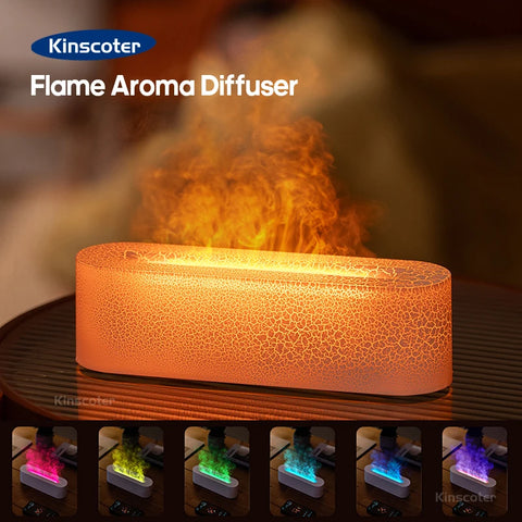 KINSCOTER Realistic Colorful Flame Air Humidifier - 150ml Ultra Quiet Aroma Essential Oil Diffuser for Home and Office