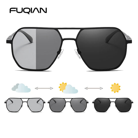 Luxe metalen fotochromatische gepolariseerde zonnebril - Chameleon UV400 unisex anti-reflectie zonnebril