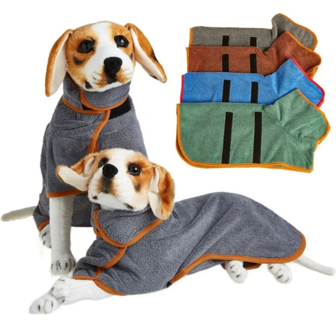 Dog Bathrobe Towel - Fast Drying, Soft, Adjustable Coat for Large, Medium, and Small Dogs