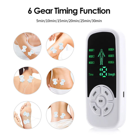6 Modes EMS Electric Muscle Therapy Stimulator - Portable Tens Unit Machine for Physiotherapy, Abdominal, and Prostate Massage