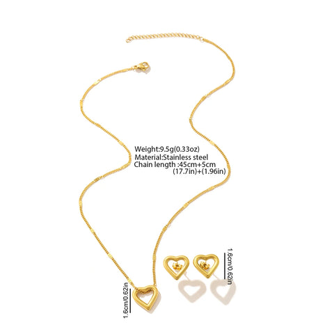 Stainless Steel Jewelry Set Necklace Earrings with Romantic Love Pendant for Women - Creative Gifts