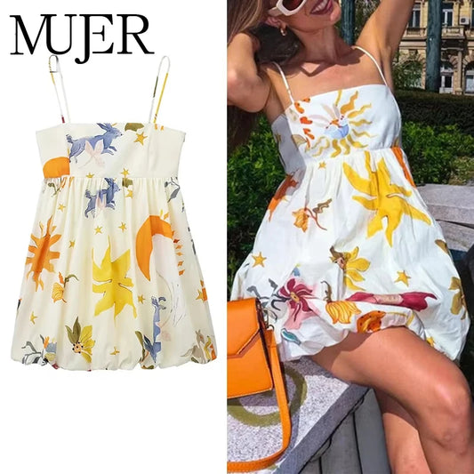 MUJER Print Slip Mini Dress for Women