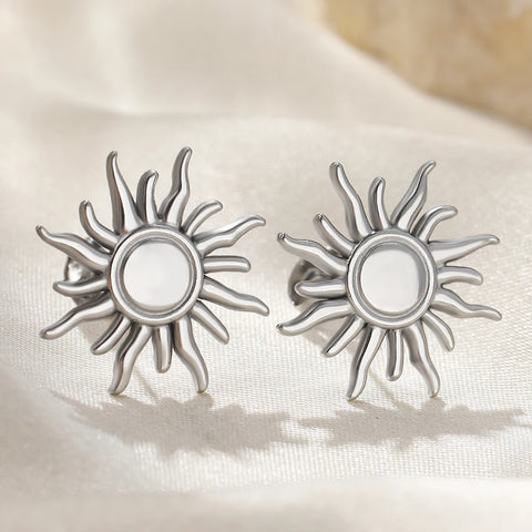 Elegant Stainless Steel Sunflower Flower Earrings for Daily Wear