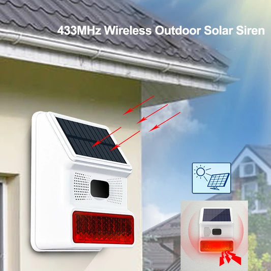 TAIBOAN 433MHZ Wireless Solar Siren Alarm