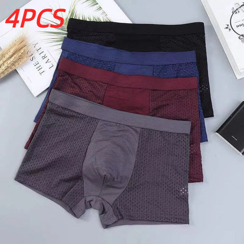 4 stuks ademende mesh herenondergoedboxers
