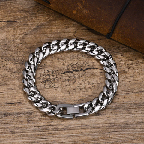 Men's 6-12MM Waterproof Stainless Steel Cuban Chain Bracelet - Stylish Punk Jewelry Gift