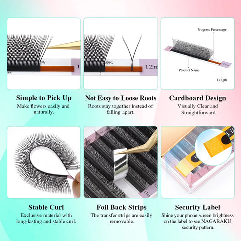 NAGARAKU YY Shape Hand Woven Premium Mink Soft Light Natural Eyelashes Extension Makeup Mesh