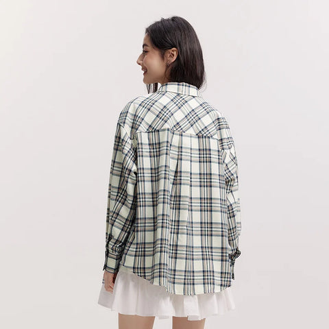 Semir Long Sleeve Shirt for Women - Vintage Checkered Oversize Top