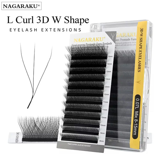 NAGARAKU 3D W Shape L LU Curl Premium Soft Light Natural Lashes