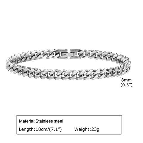 Men's 6-12MM Waterproof Stainless Steel Cuban Chain Bracelet - Stylish Punk Jewelry Gift
