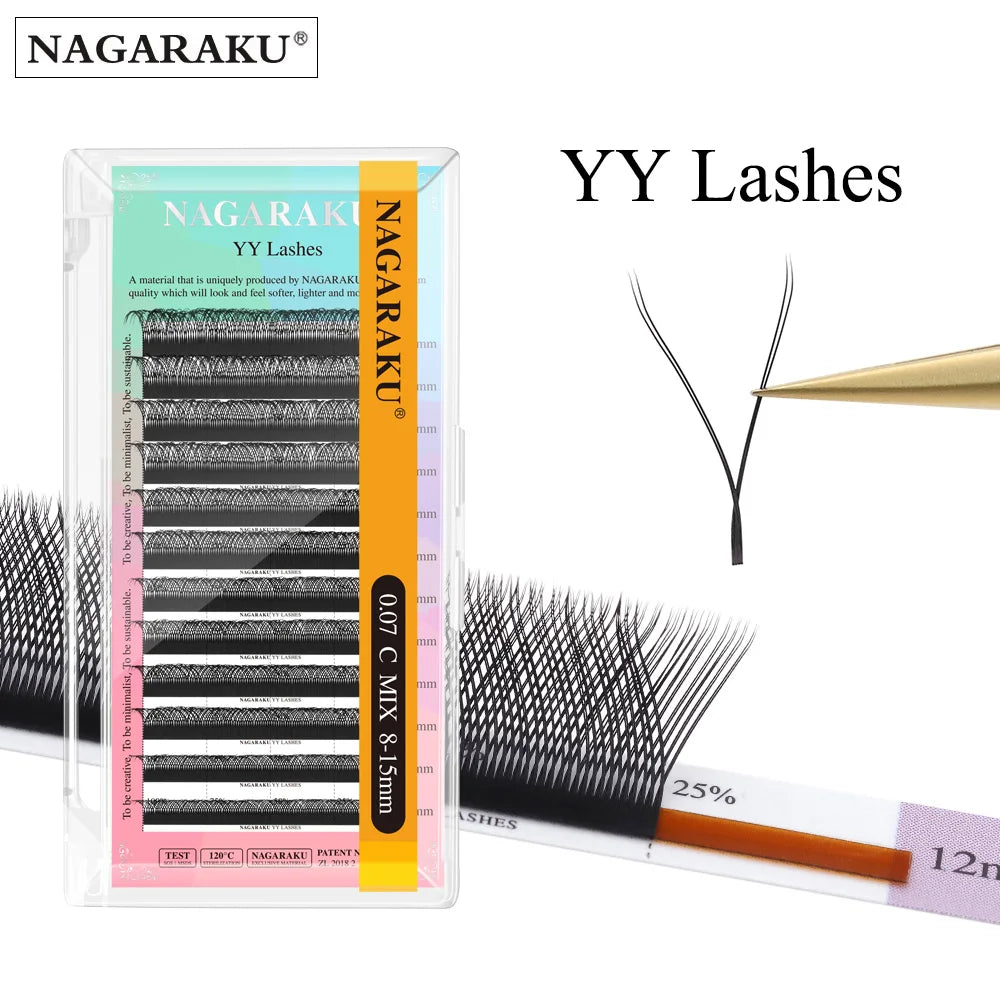 NAGARAKU YY Shape Hand Woven Premium Mink Soft Light Natural Eyelashes Extension Makeup Mesh