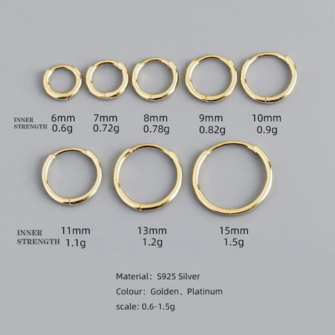 WANTME 925 Sterling Silver Simple Huggies Earrings
