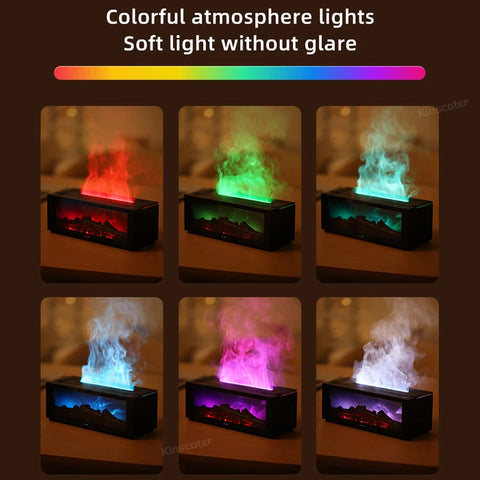 Creative Fireplace Air Humidifier Aroma Essential Oil Diffuser with LED Light & Remote Control