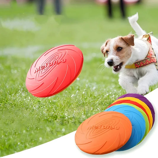 Silicone Flying Disc Dog Toy - Multicolor, Durable Chew Toy for Outdoor Fun