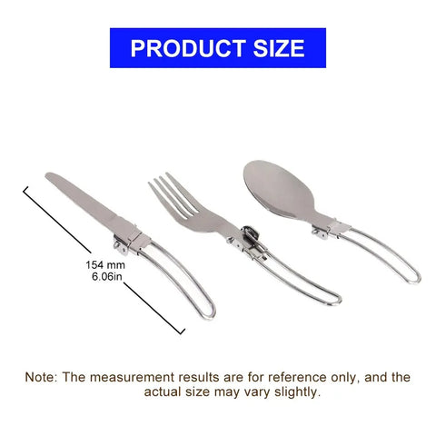 3 PCs Portable Outdoor Camping Cutlery Set - Stainless Steel Spoon, Fork, and Knife - Free Shipping