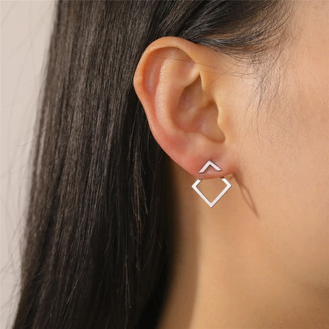Skyrim Geometric Stainless Steel Gold Color Stud Earrings for Women