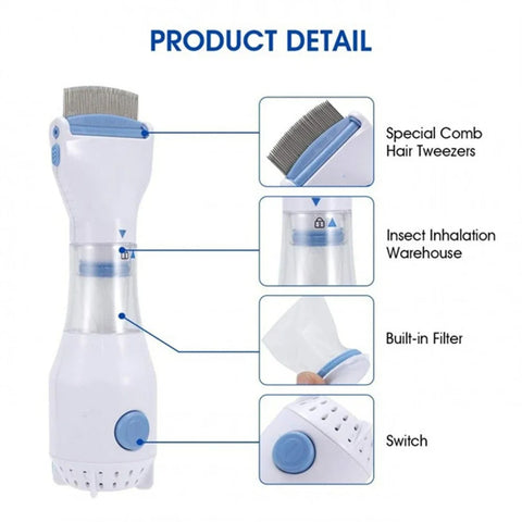 Lice Grabber Multifunctional Electric Flea Comb for Pets - Dog & Cat Hair Cleaner