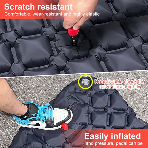 PACOONE Outdoor Camping Sleeping Pad Inflatable Mattress with Pillows - Ultralight Air Mat with Built-in Inflator Pump for Travel and Hiking