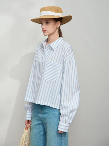 AMII Minimalist 100% Cotton Shirt for Women