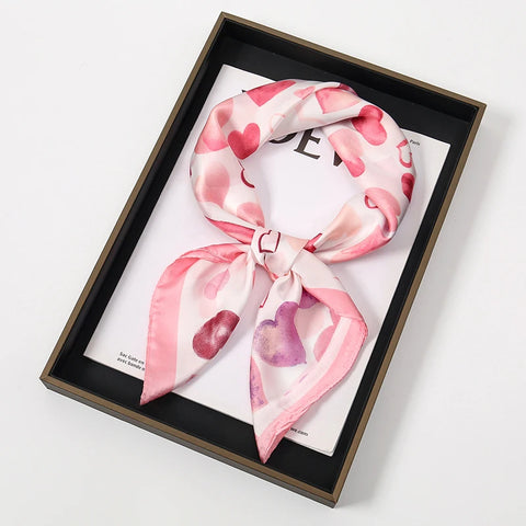 Summer Beach Heart Print Silk Hijab Scarf