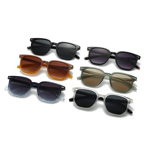 SHAUNA Polygon Square Gradient Zonnebril – Vintage Rivet UV400 Unisex Zonnebrillen