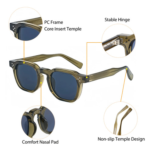 CATERSIDE Retro Punk Vierkante Zonnebril – Gepersonaliseerde UV400 Unisex Mode Zonnebrillen, Set van 2 Stuks voor Feesten &amp; Festivals