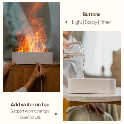 KINSCOTER Essential Oil Aroma Diffuser with Realistic Flame Effect and RGB Night Light