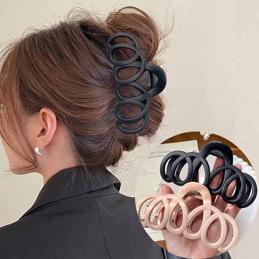 Frosted Hollow Hair Claw Bow Hair Clip - Elegant Crab Hairpin for Women