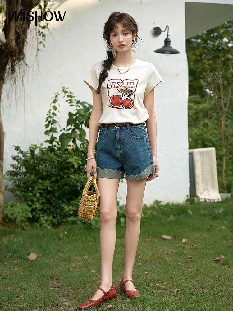 MISHOW Women's Denim Shorts - High Waist Summer Style
