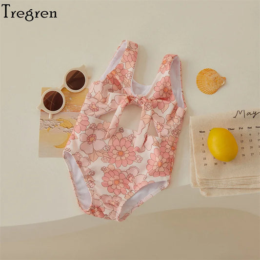 Tregren Toddler Baby Girls Floral Shell Print Swimwear