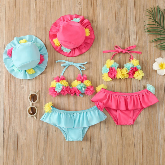 Infant Baby Girl Beach Swimsuit Set - 3pcs