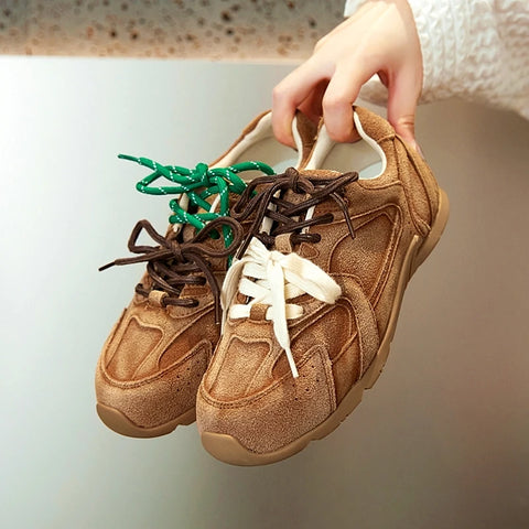 AIYUQI Dames Sneakers - Echte Leren Retro Trainingsschoenen